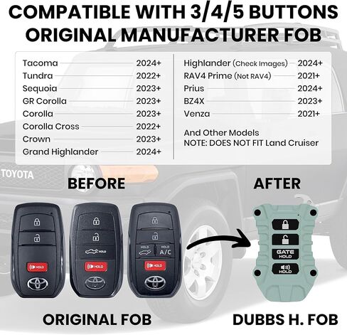 لحافظة Toyota Key Fob - غلاف واقي عالي التحمل - مناسب بدقة للتندرا والتاكوما والسيكويا والكورولا - مقاومة للصدمات وترقية أنيقة - قبضة معززة (سلسلة الصخور القمرية، مسامير سوداء) in Saudi Arabia