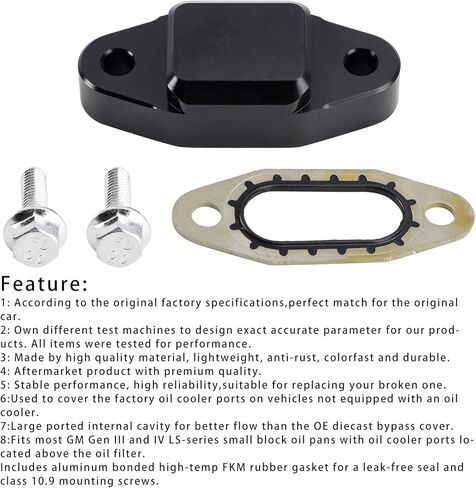غطاء تجاوز مبرد زيت Bruce & Shark (بدون منافذ مستشعر) لمحرك LS لمحرك Chevy Silverado لسيارة GMC Sierra Camaro Corvette، مع حشية، يستبدل 12577903 in Saudi Arabia