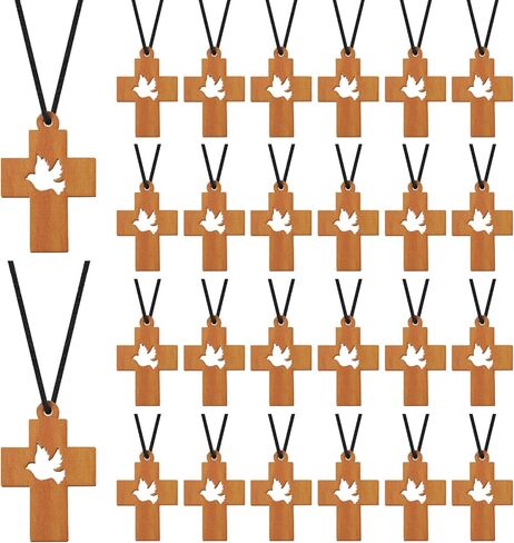 Holy Spirit Confirmation Pendant Necklace, Christian Dove Cross Wood Necklace for Pentecost Adult Church Party Favors in Saudi Arabia