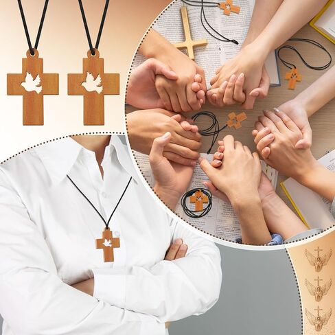 Holy Spirit Confirmation Pendant Necklace, Christian Dove Cross Wood Necklace for Pentecost Adult Church Party Favors in Saudi Arabia