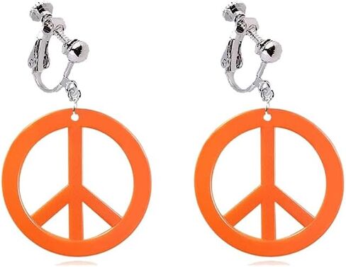 Retro Personality Lightweight Acrylic Halloween Peace Clip on Earrings 60s 70s 80s Earrings Ladies Halloween Party Gifts in Saudi Arabia