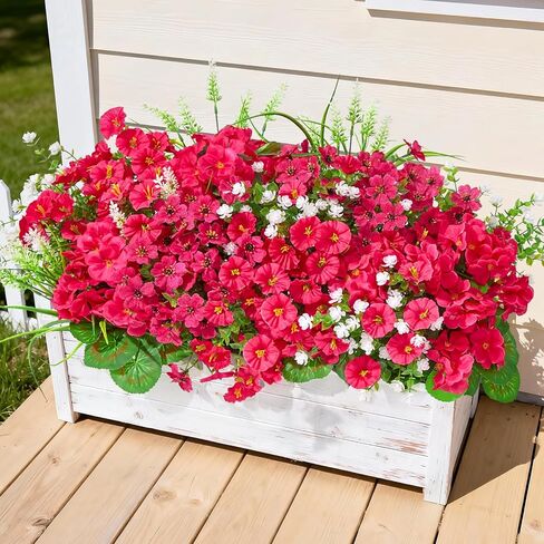 16 حزمة من الزهور الاصطناعية للأماكن الخارجية، زهور صناعية حريرية مقاومة للأشعة فوق البنفسجية للمزارعين الخارجيين، الحديقة، الشرفة، الفناء، ديكور المنزل (ألوان مختلطة) in Kuwait