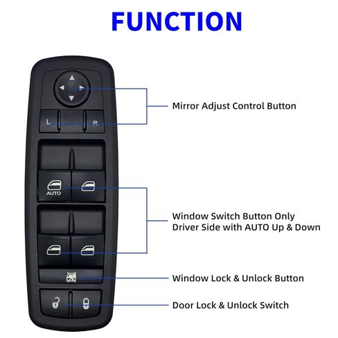 مفتاح تحكم رئيسي في نافذة السائق الأمامي الأيسر متوافق مع 2017 2018 2019 دودج رحلة استبدال OE # 68307001AA in Kuwait