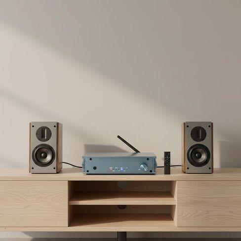 SM618 Bluetooth 5.0 Stereo Audio Receiver Amplifier 2.1 Channel Mini Hi-Fi Class D Integrated Amp 50 Watt x2+100 Watt for Home Outdoor Passive Speakers/Subwoofer Powered Subwoofer (Gray) in Kuwait