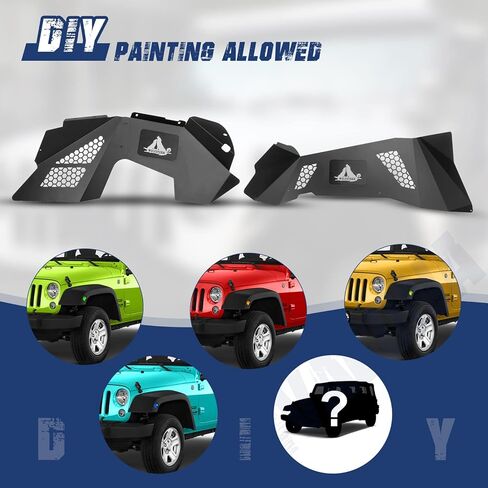 غطاء عجلة بطانات الحاجز الداخلي الأمامي والخلفي مناسب لسيارة Jeep 2007-2018 Wrangler Sport Sahara Rubicon JK JKU (4 أبواب/2 باب) واقيات رذاذ غير محدودة على طراز الترباس in Kuwait