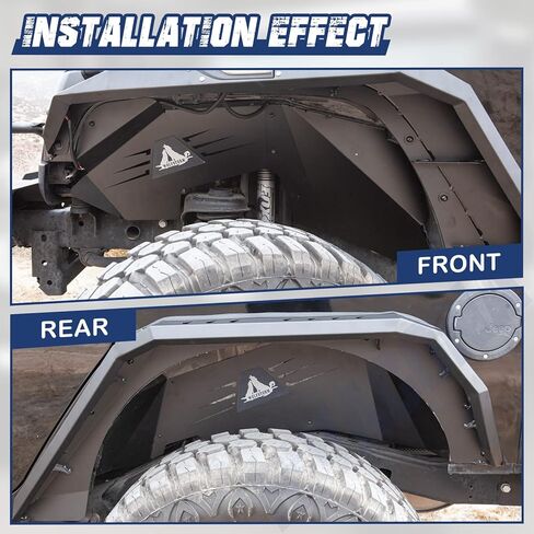 غطاء عجلة بطانات الحاجز الداخلي الأمامي والخلفي مناسب لسيارة Jeep 2007-2018 Wrangler Sport Sahara Rubicon JK JKU (4 أبواب/2 باب) واقيات رذاذ غير محدودة على طراز الترباس in Kuwait