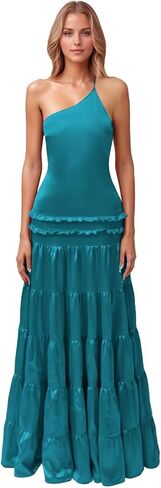 فساتين وصيفة العروس ALFEICE بكتف واحد للنساء ذات طيات طويلة للحفلات الراقصة وحفلات السهرة الرسمية in Saudi Arabia
