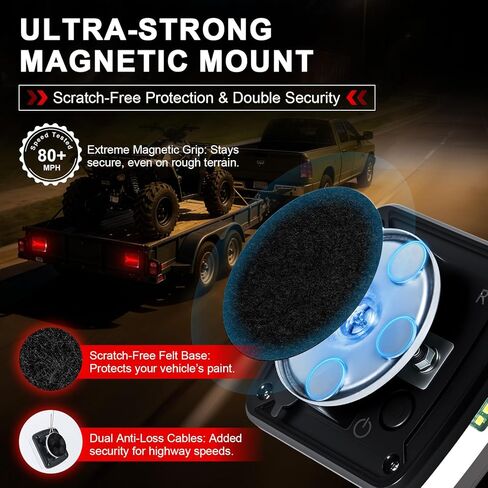 مصابيح مقطورة لاسلكية مغناطيسية من Dinfu - [مزامنة الفرامل العالمية] مجموعة مصابيح سحب متوافقة مع الإشارة بنسبة 100% مع كابل إعداد، USB-C قابل لإعادة الشحن، IP67 للشاحنة، RV، القارب in Kuwait