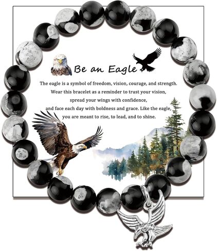 هدايا الكشفية النسر LIUANAN، أساور مطرزة بالحجر الطبيعي للرجال والنساء، مجوهرات النسور الأصلع، هدايا لمحبي الطيور، سوار الصداقة in Kuwait