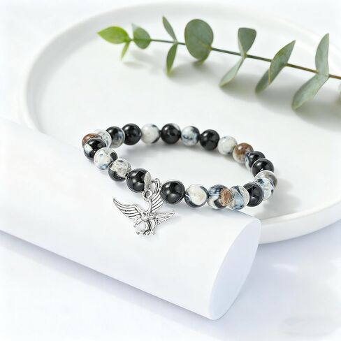 هدايا الكشفية النسر LIUANAN، أساور مطرزة بالحجر الطبيعي للرجال والنساء، مجوهرات النسور الأصلع، هدايا لمحبي الطيور، سوار الصداقة in Kuwait