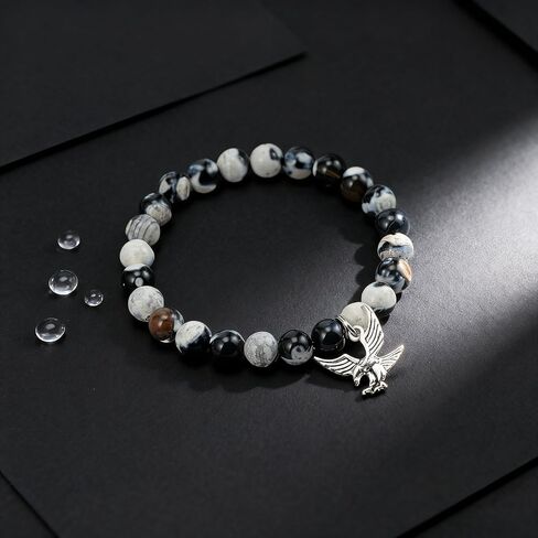 هدايا الكشفية النسر LIUANAN، أساور مطرزة بالحجر الطبيعي للرجال والنساء، مجوهرات النسور الأصلع، هدايا لمحبي الطيور، سوار الصداقة in Kuwait