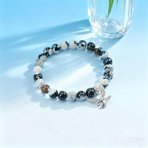 هدايا الكشفية النسر LIUANAN، أساور مطرزة بالحجر الطبيعي للرجال والنساء، مجوهرات النسور الأصلع، هدايا لمحبي الطيور، سوار الصداقة in Kuwait