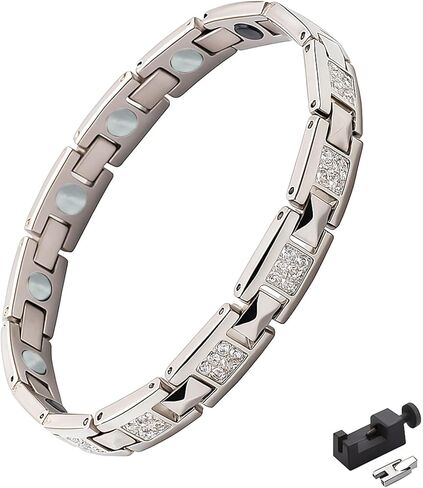 KYOSI Magnetic Bracelets for Women,Stainless Steel/Titanium Bracelet with Cubic Zirconia,Womens Magnet Bracelet Fashion Zircon Jewelry Womens Gift in Kuwait