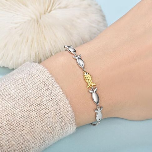 Swim Against The Current Bracelet 925 Sterling Silver Inspirational Jewelry for Women Gift in Kuwait