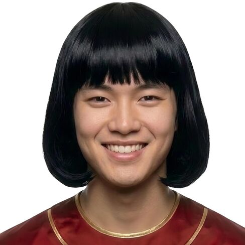 Miss U Hair Men Unisex Black Short Bob Wig with Full Bangs Halloween Costume Cosplay Funny Wigs in Saudi Arabia