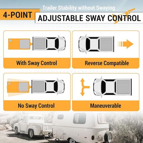 HECASA Universal Towing Weight Distribution Hitch 4" Drop/Rise 2-5/16" Ball 3"-6" Frame Brackets RV Trailer Hitch Towing System Black & Silver Steel Powder Coated in Saudi Arabia