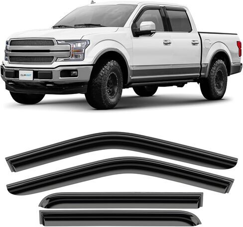 CLIM ART Incredibly Durable Rain Guards for Ford F250 F350 Super Duty 1999-2016 SuperCab, Tape-on Window Deflectors, Vent Deflector, Vent Window Visors for Cars, Truck Accessories, 4 pcs- 499117LP in Kuwait