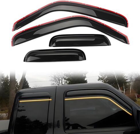 in Channel Window Visor Deflectors, Compatible with 1999-2011 Ford Ranger, Acrylic Smoke Tinted Slim Style Window Rain Guards, Sun Wind Side Vent Visor Set, 4 Pieces in Saudi Arabia