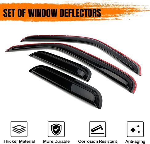 in Channel Window Visor Deflectors, Compatible with 1999-2011 Ford Ranger, Acrylic Smoke Tinted Slim Style Window Rain Guards, Sun Wind Side Vent Visor Set, 4 Pieces in Saudi Arabia