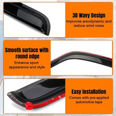 in Channel Window Visor Deflectors, Compatible with 1999-2011 Ford Ranger, Acrylic Smoke Tinted Slim Style Window Rain Guards, Sun Wind Side Vent Visor Set, 4 Pieces in Saudi Arabia