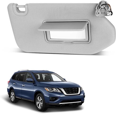 Sun Visor Driver Side for 2013-2018 Nissan Pathfinder, 2014-2017 Infiniti QX60, 2013 Infiniti JX35, Gray, Left Side Visor with Light Mirror, Replacement#96401-9PB0A in Kuwait