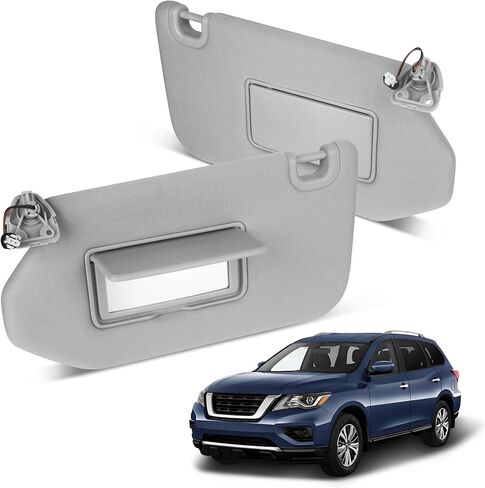 جانب سائق واقي الشمس لسيارة Nissan Pathfinder 2013-2018، 2014-2017 Infiniti QX60، 2013 Infiniti JX35، رمادي، واقي من الجانب الأيسر مع مرآة خفيفة، استبدال #96401-9PB0A in Kuwait