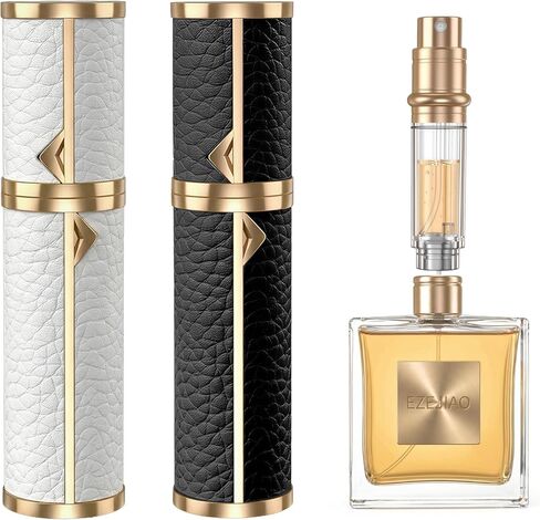 قطعتان من زجاجات العطور القابلة لإعادة الملء، رذاذ عطر للسفر من الجلد الفاخر 5 مل، بخاخ كولونيا مانع للتسرب معتمد من إدارة أمن المواصلات الأمريكية للرجال والنساء، زجاجة عطر صغيرة محمولة للسفر والاستخدام اليومي والهدايا in Kuwait