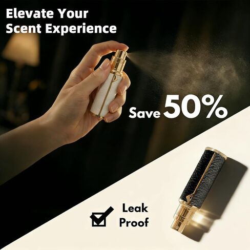 قطعتان من زجاجات العطور القابلة لإعادة الملء، رذاذ عطر للسفر من الجلد الفاخر 5 مل، بخاخ كولونيا مانع للتسرب معتمد من إدارة أمن المواصلات الأمريكية للرجال والنساء، زجاجة عطر صغيرة محمولة للسفر والاستخدام اليومي والهدايا in Kuwait