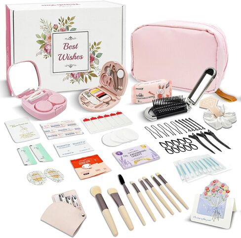 Bridal Emergency Kit for Wedding Day, 60+ Pcs Wedding Essentials Survival Set for Team Bride with Cosmetic Bag & Travel Must-Haves, Honeymoon, Daily Commute in Saudi Arabia