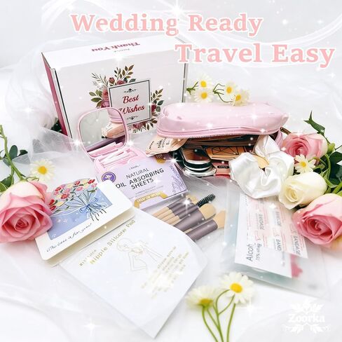 Bridal Emergency Kit for Wedding Day, 60+ Pcs Wedding Essentials Survival Set for Team Bride with Cosmetic Bag & Travel Must-Haves, Honeymoon, Daily Commute in Saudi Arabia