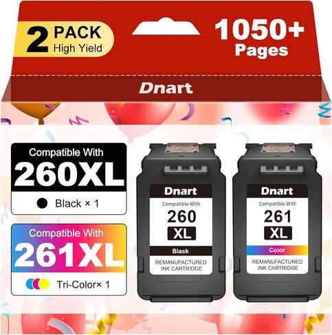 260XL 261XL Replacement for Canon 260 and 261 Ink Cartridges PG-260 CL-261 Combo Pack Works with Canon Pixma TS6420a TS6420 TS6400 TS5320 TS5300 TR7022 TR7020a TR7000 Printer Ink Cartridges (2 Pack) in Kuwait