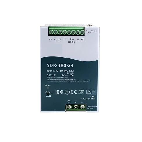 1 قطعة SDR-480-24 SDR-480-48 480 واط مخرج واحد نموذج السكك الحديدية الصناعية DIN مع وظيفة PFC مصدر الطاقة (SDR-480-24) in Saudi Arabia