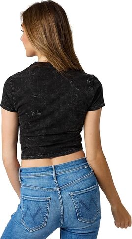 Bioworld Friday The 13th Hockey Mask Women's Gray Mineral Wash Crew Neck Short Sleeve Cropped Baby Tee in Saudi Arabia