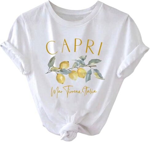 SweatyRocks Women's Lemon Fruit Print Graphic Tees Crew Neck Short Sleeve Casual T Shirt Summer Tops in Kuwait