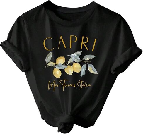 SweatyRocks Women's Lemon Fruit Print Graphic Tees Crew Neck Short Sleeve Casual T Shirt Summer Tops in Saudi Arabia