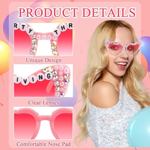 30 Flirty Thriving Glasses and Rose Gold Sash Set For Women 30th Birthday Accessories Decorations Decor, Happy Birthday Sunglasses For 30th Bday Party Supplies Outfit in Saudi Arabia