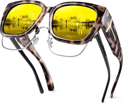 URUMQI نظارات شمسية مستقطبة فوق النظارات للنساء، حماية من الأشعة فوق البنفسجية 400 فوق النظارات الشمسية مع TR90، ظلال عدسات مربعة عصرية in Kuwait