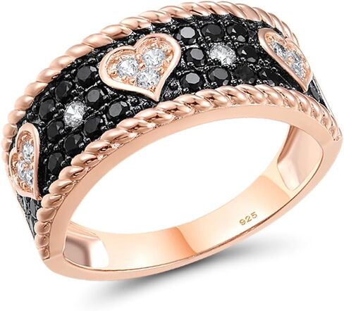 Santuzza 925 Sterling Silver Gemstone Ring Rose Gold Plating Black Spinel Cubic Zirconia Ring for Women in Saudi Arabia
