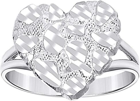 JewelryWeb 925 فضة المرأة الحب القلب الكتلة خاتم الموضة 13.5x2.5 مللي متر واسعة حجم 7 بيان الدائري للنساء in Saudi Arabia