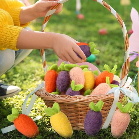 ثريان 24 قطعة من سلة عيد الفصح الملونة السائبة ديكور مصنوع يدويًا من جزر عيد الفصح والصوف وشجرة الربيع المعلقة للزينة لتزيين قطع المزرعة المركزية in Saudi Arabia