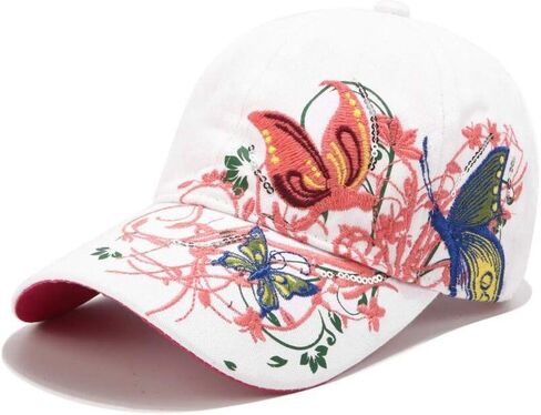 Women's Baseball Cap Lady Butterfly Flower Embroidery Design Fashion Hat Adjustable Breathble in Kuwait