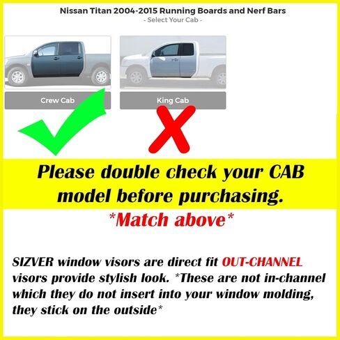 Sizver Smoked Window Visors/Wind Rain Deflector Rain Guard For 2004-2015 Nissan Titan Crew Cab Only in Saudi Arabia