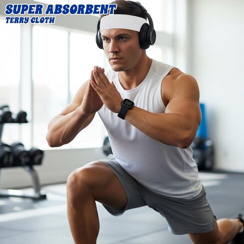 6 Pcs Sweatbands Sports Headband for Men Women, Workout Headbands Sports Sweat Wicking Headband for Basketball, Football, Running Yoga,Hairband for Women and Men in Saudi Arabia