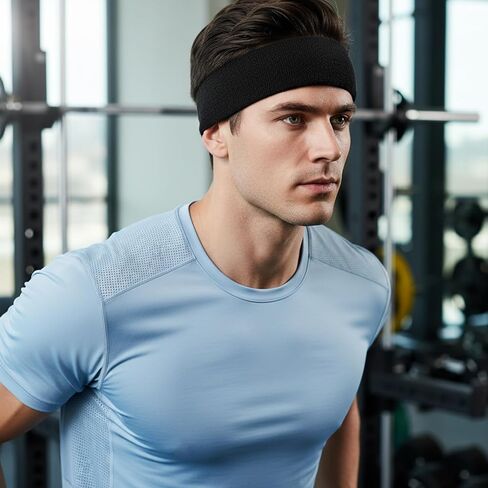 6 Pcs Sweatbands Sports Headband for Men Women, Workout Headbands Sports Sweat Wicking Headband for Basketball, Football, Running Yoga,Hairband for Women and Men in Saudi Arabia