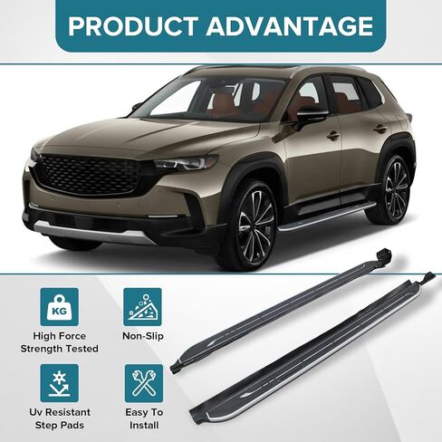 JIAHE Auto Running Boards Nerf Bar for Mazda CX-50 2023 2024 2025,CX50 Black Pairs Aluminum Side Steps w/ 300LBS Capacity,High Strength/Anti-Slip/Removable in Saudi Arabia