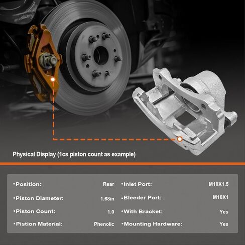 ماسك فرامل خلفي Anpulsero مع دعامة متوافق مع موديلات مختارة من كاديلاك، 2013-2019 ATS، 2014-2019 CTS - السائق الخلفي وجانب الراكب، 18-B5540 18-B5541، قطعتان in Kuwait