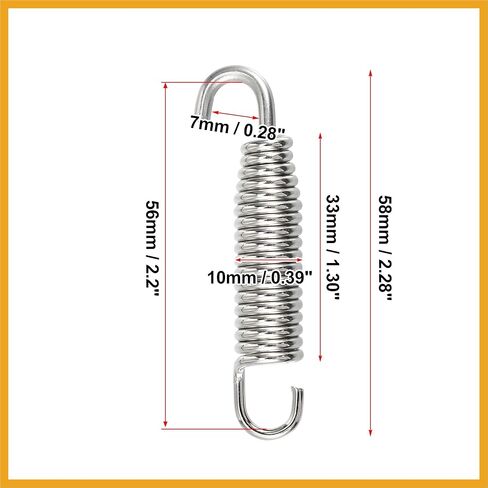 2 Pcs Universal Exhaust Pipe Spring for Motorcycles 58mm 2.28" Stainless Steel Exhaust Pipe Spring Hook Modified Accessory Replacement in Saudi Arabia