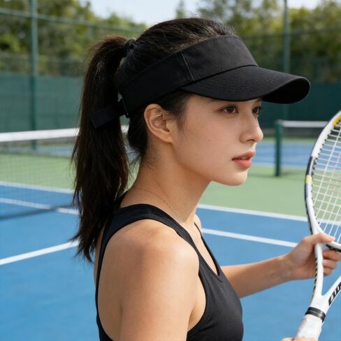 2 Pieces Sport Sun Visor Adjustable Cotton Ball Hats Athletic Sun Caps for Men Women Golf Baseball Tennis Outdoor Activities, Black and White in Kuwait