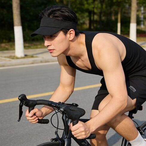 2 Pieces Sport Sun Visor Adjustable Cotton Ball Hats Athletic Sun Caps for Men Women Golf Baseball Tennis Outdoor Activities, Black and White in Kuwait