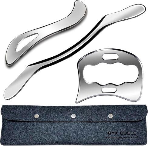 Professional Muscle Scraper Tool Set, Guasha Stainless Steel Physical Therapy Massage Tools with Storage Case, 3-Piece in Saudi Arabia